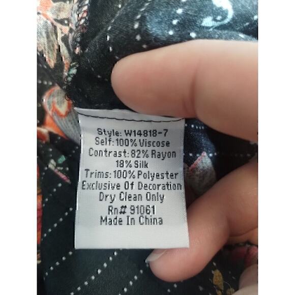 Johnny Was Biya 3J Workshop JWLA Stripe Velour Embroidered Blouse Tunic Top XS - Picture 7 of 9